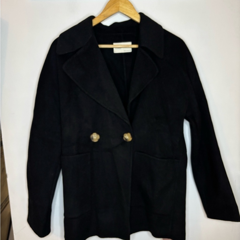 NWT Nap Loungewear Lightweight Wool Double-Breasted Pea Coat